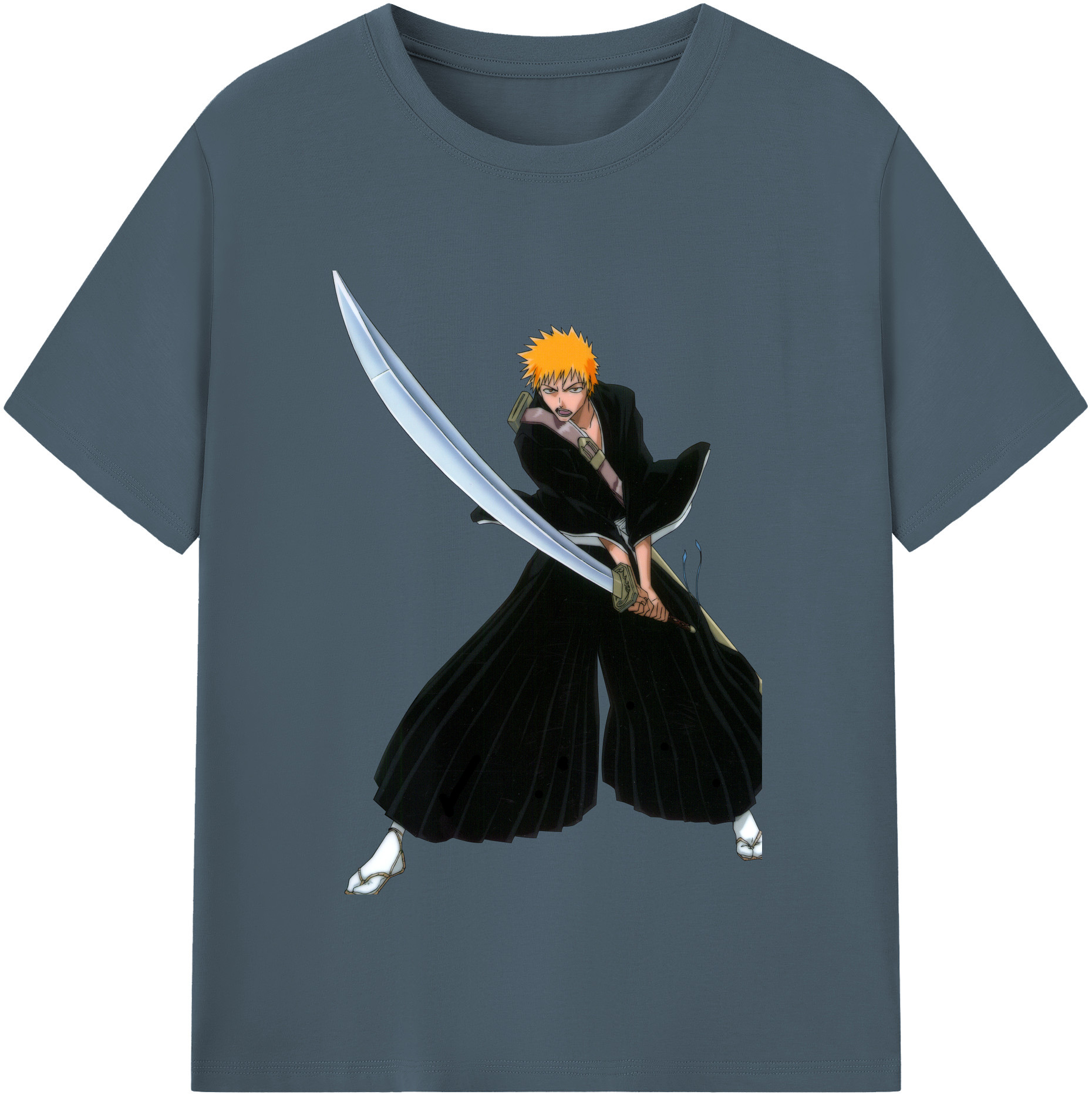 （画像用） ブリーチ 黒崎一護（くろさき いちご）BLEACH Kurosaki Ichigo 綿100％半袖Tシャツ（フロントプリント）
